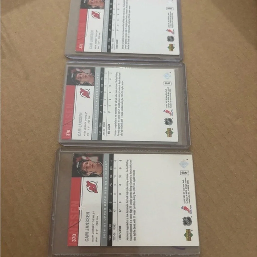 Lot of 3 Cam Janssen Signed 2006-07 Upper Deck Series 2 New Jersey Devils Cards‎